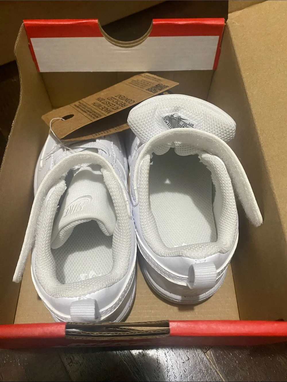 Nike Kids White Velcro Low-Top Sneakers